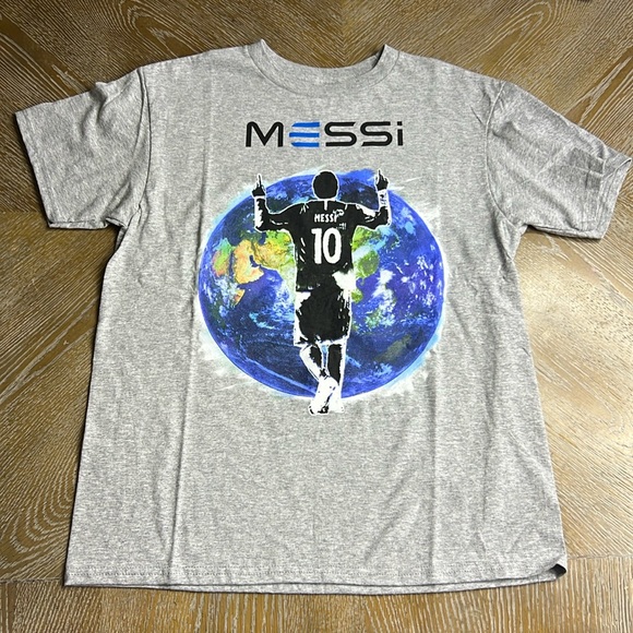 MESSI Kids Grey Messi GOAT Football Soccer Print Tee M - Picture 1 of 6